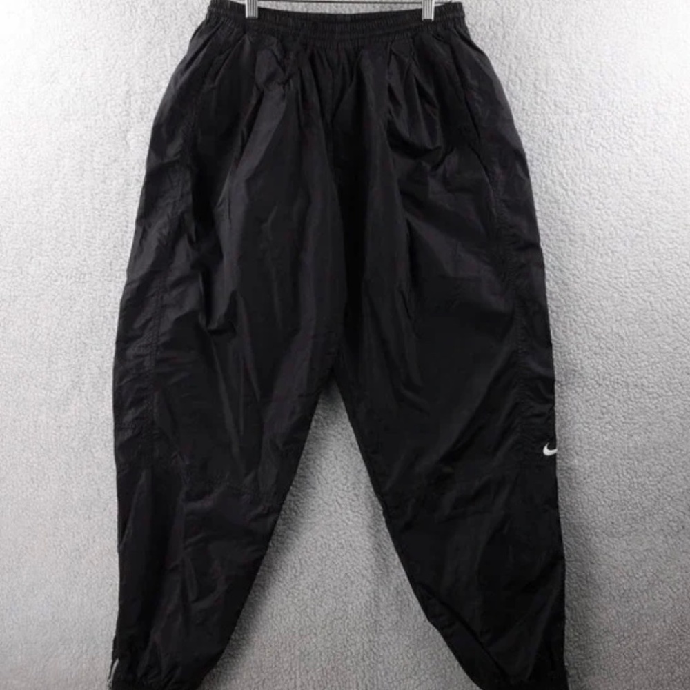 Vintage Nike Track Pants Black Swoosh Logo Zipper Side Men's XL